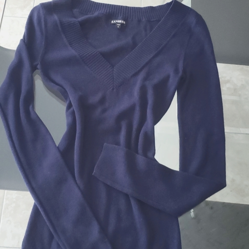 Express v neck long sleeve navy sweater